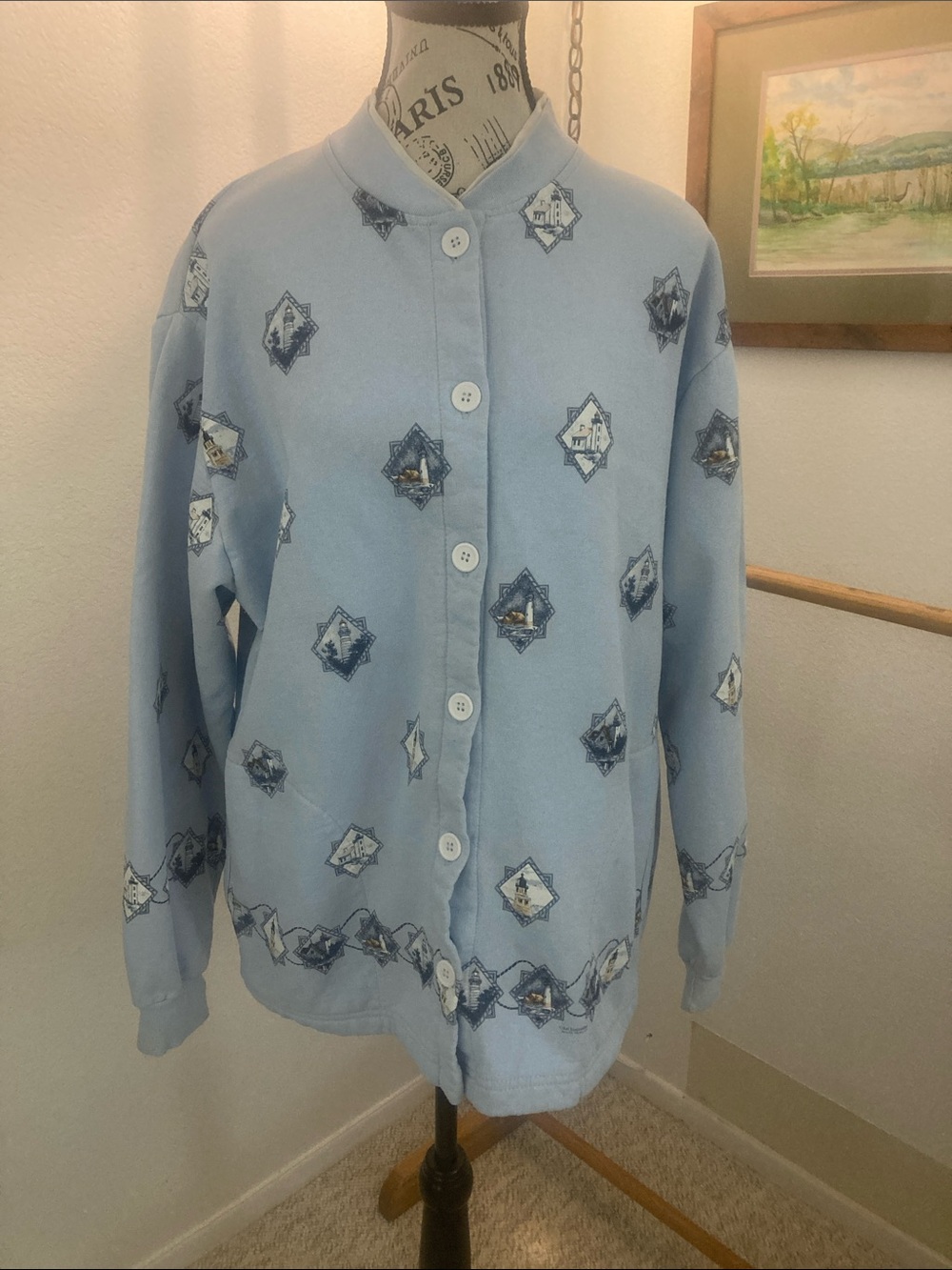 Oregon Lighthouse Button-Up Women's Sweatshirt by Art Unlimited